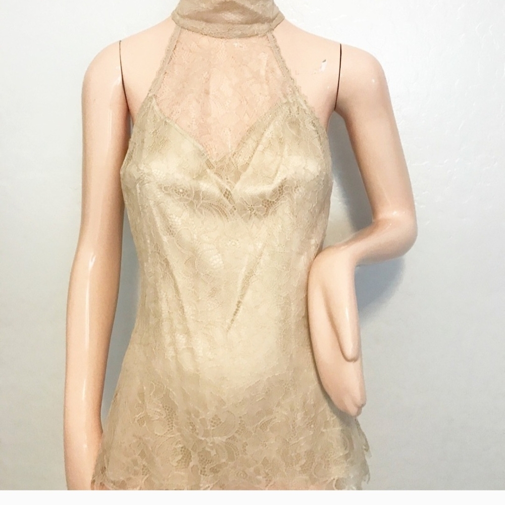 Bebe Cream Lace Detail Dress